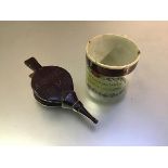 A 19thc Sunderland lustre miniature mug with printed motto On Thy Sweet Lips to Print a Kiss is My