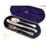 A Mappin Bros. of Regent Street, London, three piece engraved Epns Christening set including