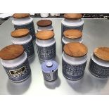 Ten various Hornsea ceramic storage jars including Sugar, Coffee, Tea, Biscuits and Flour etc. (
