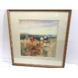 Emila Francis Ferrier, Summer Meadows with Poppies, watercolour, signed indistinctly (32cm x 31cm