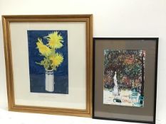 La Come, The Crysanthemums, pastel (35cm x 22cm excluding frame) and Luxembourg Gardens, print 50/