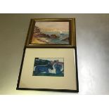 Continental Scene, Sailboat off the Italian Coast, signed and after Chagall, The Blue Donkey,