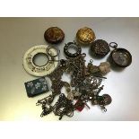 Miscellaneous early pocket watch part cases including one gilt chased, a silver verge style, an