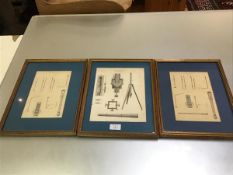 A set of three 19thc book illustrations for barometers, pneumatics mounted in gilt glazed frames (