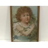 Emily Barnard, Portrait of a Girl with Daisies, pastel, signed (44cm x 29cm excluding frame)