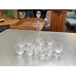 A set of six crystal liqueur glasses with slice cut decoration and a set of six crystal liqueur