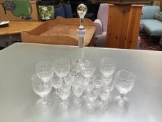 A set of six crystal liqueur glasses with slice cut decoration and a set of six crystal liqueur