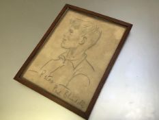 Paul Bludell, Peter, pencil sketch, c.1910/20, signed, in original oak frame (20cm x 15cm)