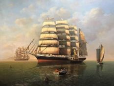 Early 20thc Continental School, Nautical Study of the Four Masted Barque Pamir, launched 1905,