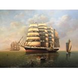 Early 20thc Continental School, Nautical Study of the Four Masted Barque Pamir, launched 1905,