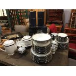 A Ralph Lauren white ceramic Academy pattern silver gilded eighty seven piece tea, coffee and dinner