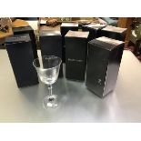 A set of eight Ralph Lauren crystal wine glasses, made in Germany, boxed and unused (h.22cm x d.