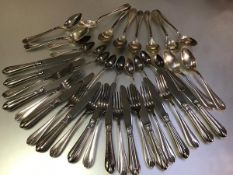 A Villeroy & Boch stainless steel and Epns handled suite of flatware including twelve dinner knives,