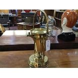 Nautical Interest :an unusual Victorian brass ship's soup pot or kettle on a gimballed burner stand