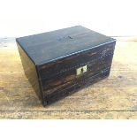 A Victorian coromandel brass bound box or travelling case