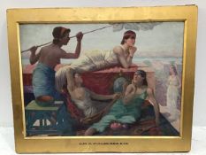 Alex M McLellan, Daughters of Egypt, oil on canvas, signed, in gilt frame (25cm x 36cm excluding