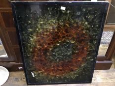 A shattered glass encased multicoloured panel (89cm x 74cm x 4cm)