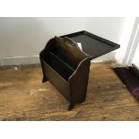 A 1920s/30s plywood magazine rack with lift up fold out table panel back (41cm x 18cm x 41cm)