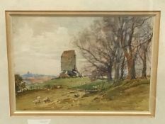 Archibald Kay RSW ARSA (1860 -1935), The Old Mill in Sussex, watercolour, signed and paper label