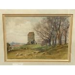 Archibald Kay RSW ARSA (1860 -1935), The Old Mill in Sussex, watercolour, signed and paper label