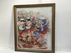 Kaffe Fassett, print, Still Life with Jugs, signed and dated in pen, 2005 lower right (72mc x 60cm