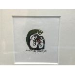 Willie Roger, Wee Bite, woodblock print, 7/25, signed (12cm x 11cm excluding frame)