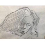 Charles James Mcall, Study of a Young Girl, pencil sketch, paper label verso (16cm x 23cm