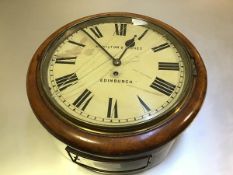 A Hamilton & Inches, Edinburgh oak framed late 19thc wall clock with enamelled dial and single key