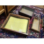 A group of three glazed table top miniature showcases, various sizes (largest: h.17cm x 52cm x