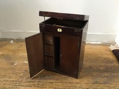 A 19thc mahogany Chemist's box, the rectangular hinged top enclosing a plain interior, above a