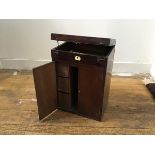 A 19thc mahogany Chemist's box, the rectangular hinged top enclosing a plain interior, above a