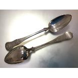 A pair of George IV Scottish silver table spoons, Kings pattern, William Hannay, Glasgow 1826,