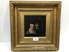 Dutch School, A Burgomaster and his Wife, oil on panel, framed. 15cm square