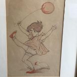English School, c. 1930, The Balloon, ink, pencil and wash, unsigned, probably a book