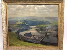 John Burton (British, fl. c. 1950/60), "Clouds and Shadows, Whitby", signed lower left, oil on