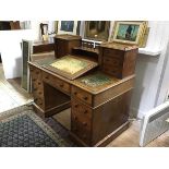 A Victorian mahogany pedestal desk, third quarter of the 19th century, the superstructure with