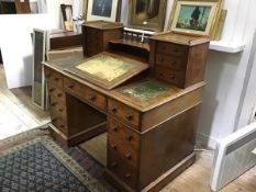 A Victorian mahogany pedestal desk, third quarter of the 19th century, the superstructure with