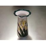 A Wemyss yellow iris pattern vase, c. 1900, Grosvenor shape, impressed mark "Wemyss Ware" and