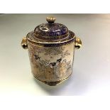 A Japanese Satsuma pottery pot pourri, Meiji period, c. 1900, of cylindrical form, painted with