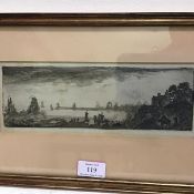 John Clerk of Eldin (Scottish, 1728-1812), "Leith from the West", etching c. 1775, framed. Plate