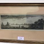 John Clerk of Eldin (Scottish, 1728-1812), "Leith from the West", etching c. 1775, framed. Plate