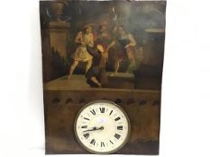 19th Century Naive School, The Murder of Lord Darnley, oil on tin, later fitted with a clock face,