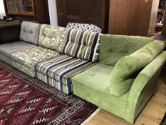 A contemporary composition sofa, possibly Roche Bobois, in the style of a Hans Hopfer Mah Jong sofa,