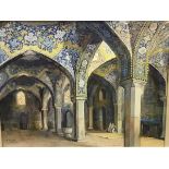 Yervand Nahapetian (Iranian, 1916-2006), "Isfahan", interior of the Charbargh School, signed lower