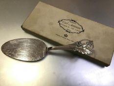 A Danish silver cake slice, Carl M. Cohr, Copenhagen 1960, the handle with acorn and leaf