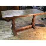 A Robert Thompson of Kilburn "Mouseman" 3' oak coffee table, c. 1990, the rectangular adzed top