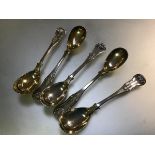 A set of five early Victorian Scottish silver mustard spoons, Kings pattern, Glasgow 1848, maker's
