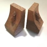 Robert Thompson of Kilburn, a pair of Mouseman adzed oak bookends, with carved mouse signatures.