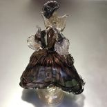 A Murano glass Carnival figure, c. 1950's/60's, modelled as a lady in tricorn hat, in clear and