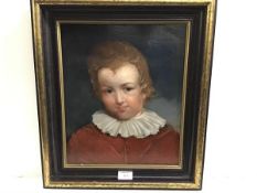 English School, 19th Century, A Boy Chorister, in red gown and lace collar, unsigned, oil on canvas,